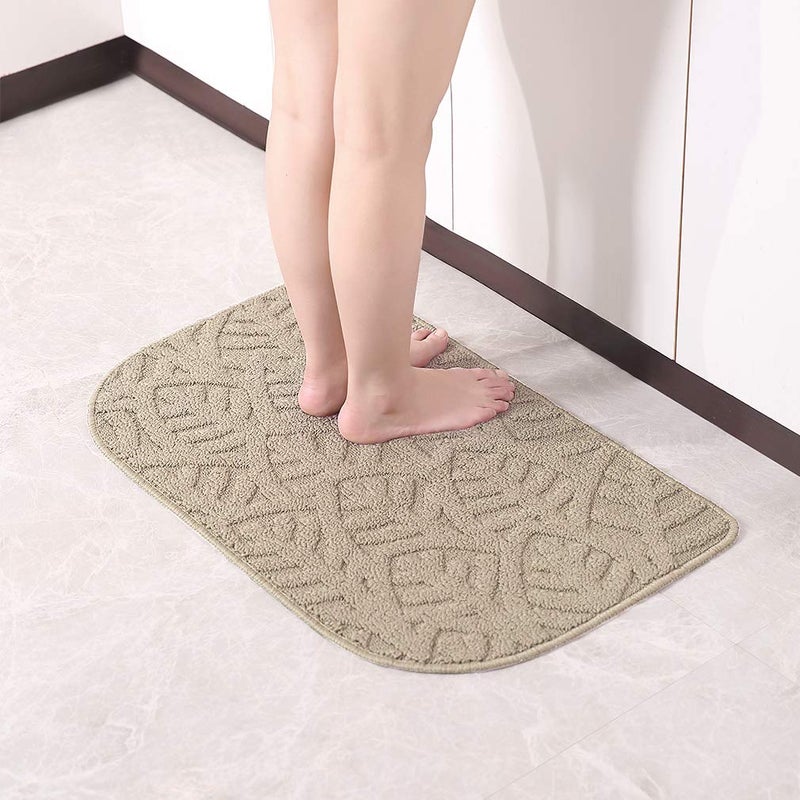 VANZAVANZU Non Slip Kitchen Rugs, 2 Pack 30"x18" Kitchen Mats Half Round Kitchen Carpet Mats, Designed in Latex Backing Absorbent and Machine Washable for Kitchen Doorway Bathroom Floors (Beige) - Image 3
